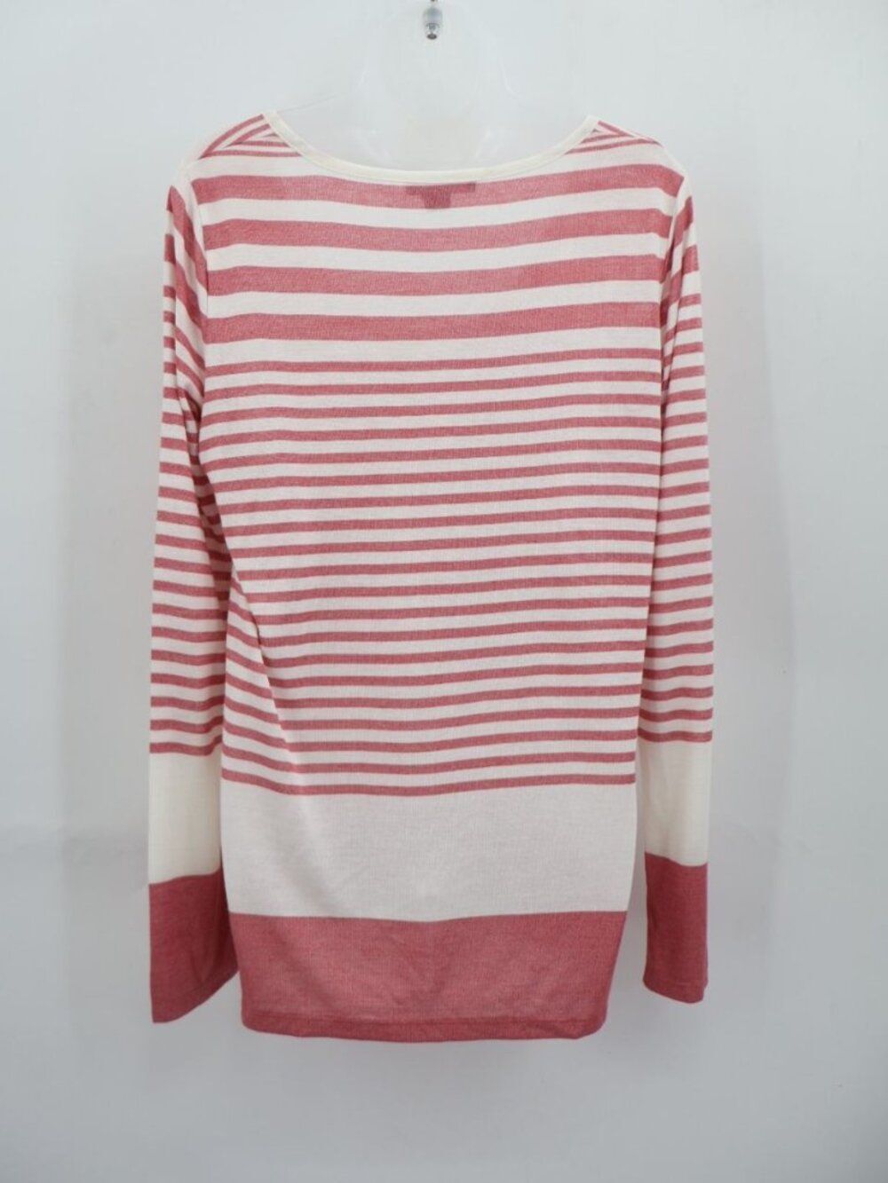 Vince Striped Scoopneck Shirt Tunic Lightweight Mauve Pink White Size Medium - Picture 5 of 10